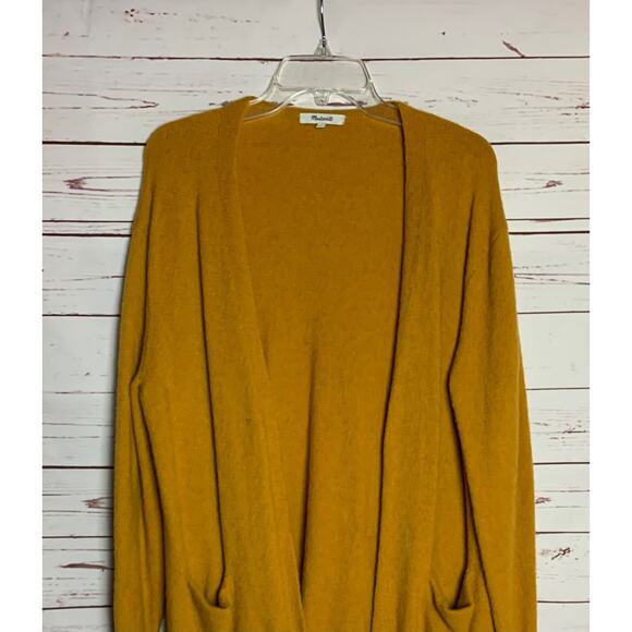 Madewell Women's M Medium Gold Mustard Alpaca Wool Open Pockets Sweater Cardigan - Picture 3 of 11
